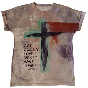 No Brand Tag Womens Top Micah 6:8 Act Justly Love Mercy Walk Humbly Size Small
